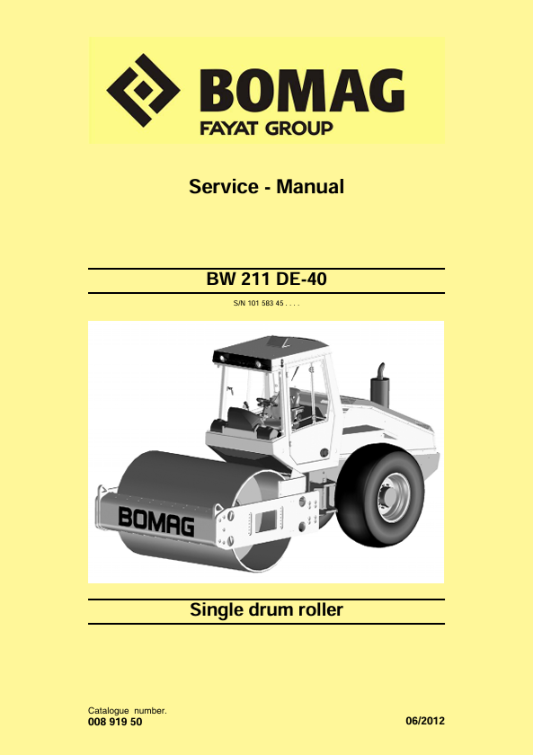 BOMAG BW 211 DE-40 Service Manual 2012 PDF