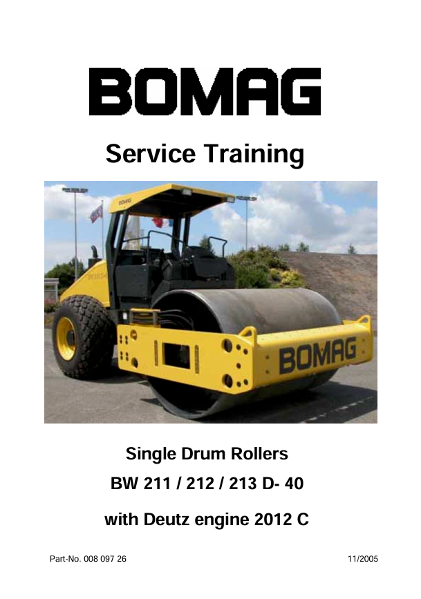 BOMAG BW 212 D-40 DEUTZ 2012C Service Training Manual 00809726 PDF