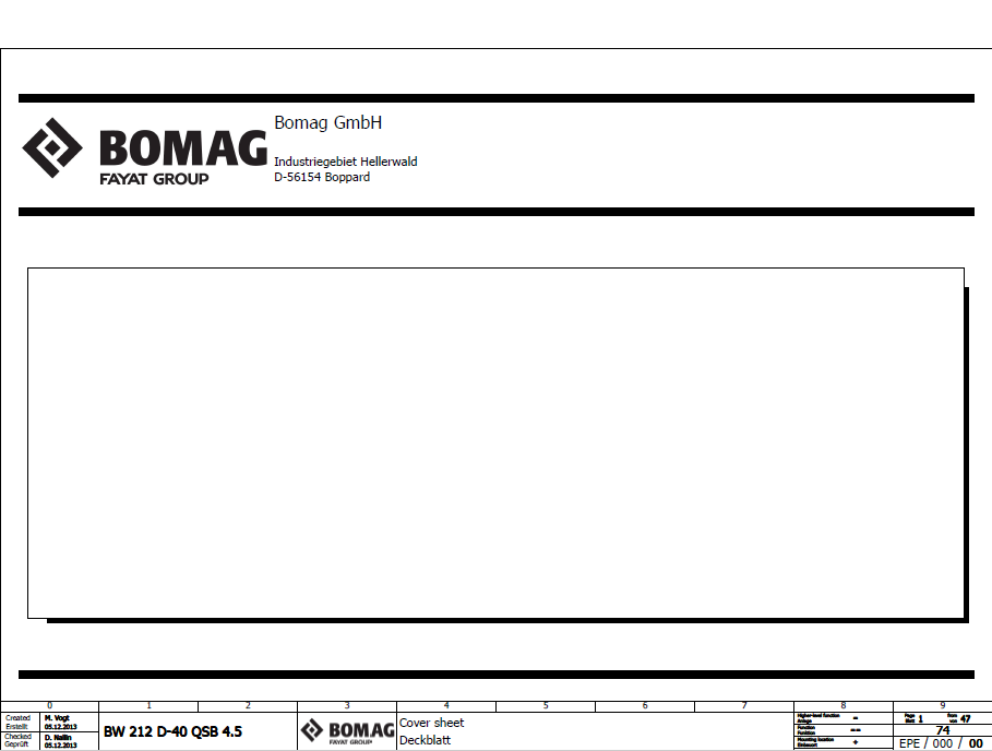 BOMAG BW 212 D-40 Single Drum Roller Electric Schematic Diagram Manual