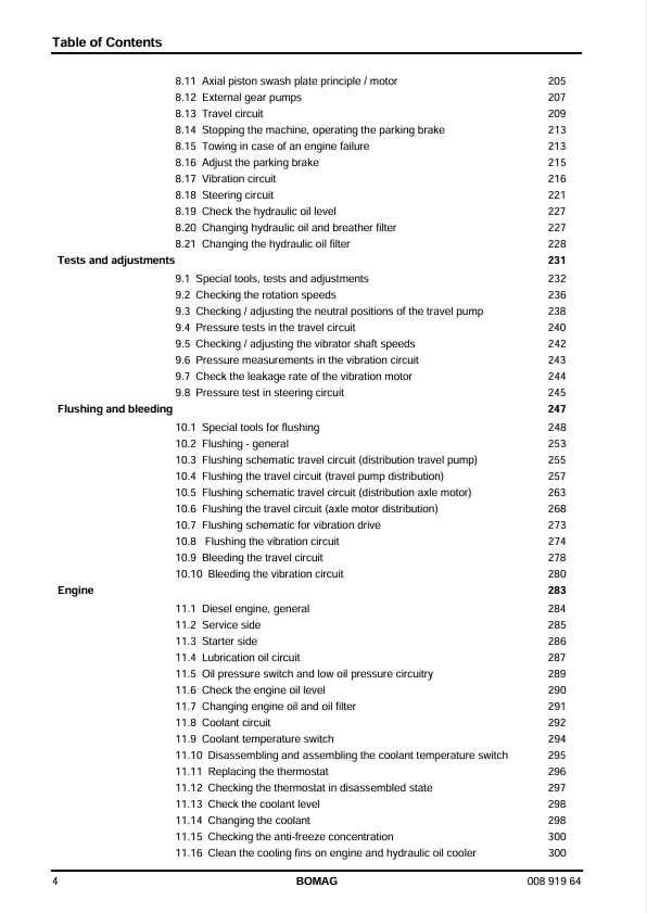 BOMAG BW 212 D-40 Single Drum Roller Service Manual 00891964 PDF