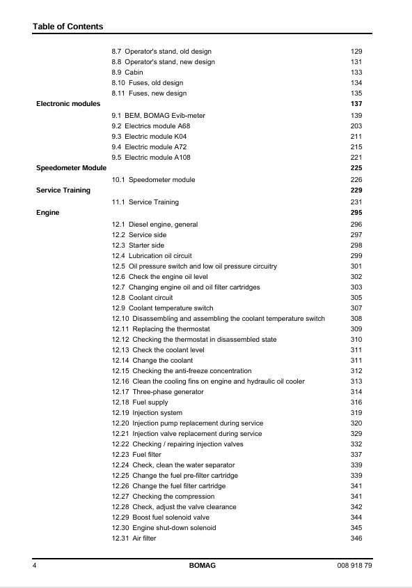 BOMAG BW 212 D-40 Single Drum Roller Service Training Manual PDF
