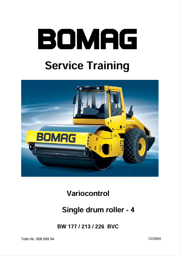 BOMAG BW 213 BVC Series 4 Service Training Manual 00809994