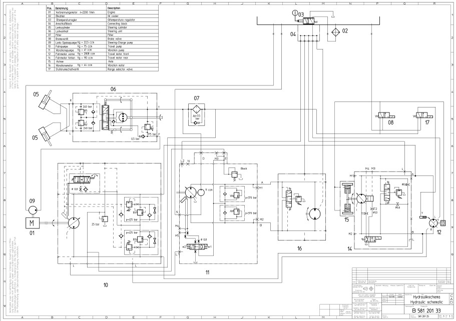 BOMAG BW 213 D-3 Single Drum Vibratory Roller Electric & Hydraulic Schematic Diagram Manual 101580291135–101580299999