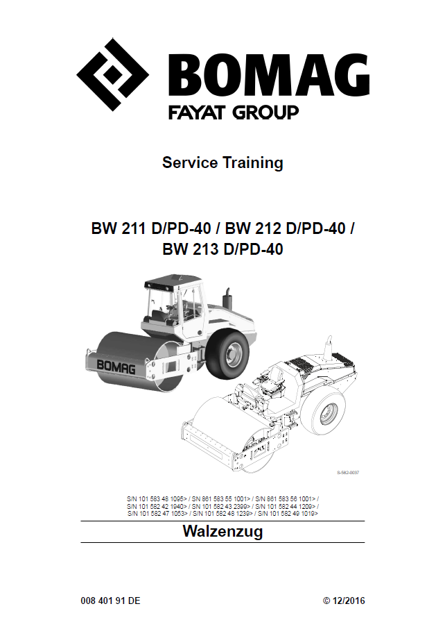 BOMAG BW 213 D-40 / PD-40 Service Training Manual (00840191DE)