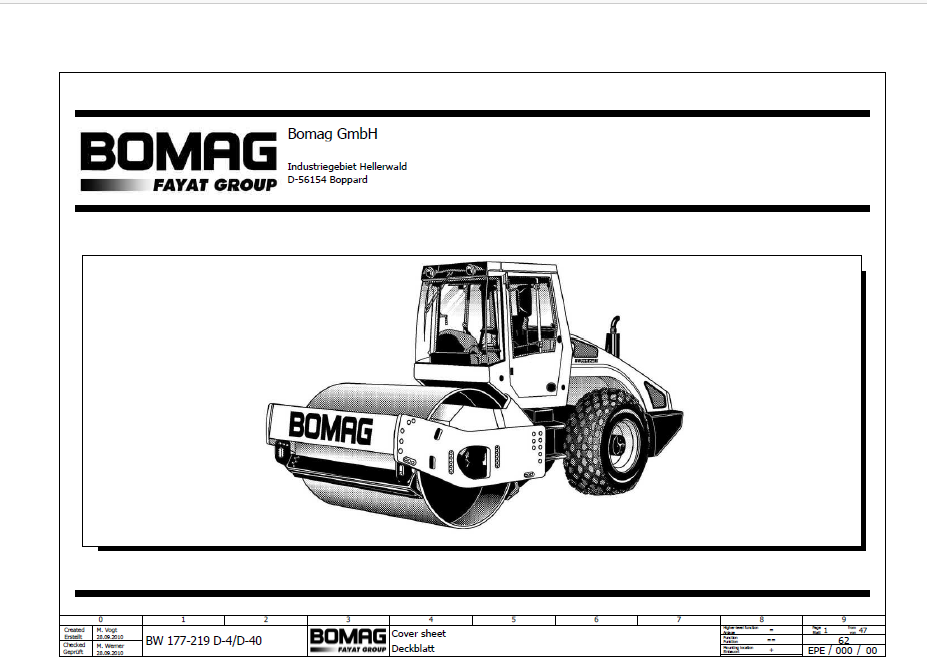 BOMAG BW 213 D-4 Single Drum Vibratory Roller Electric and Hydraulic Schematic Diagram Manual (S/N: 101583082307 - 101583082759)