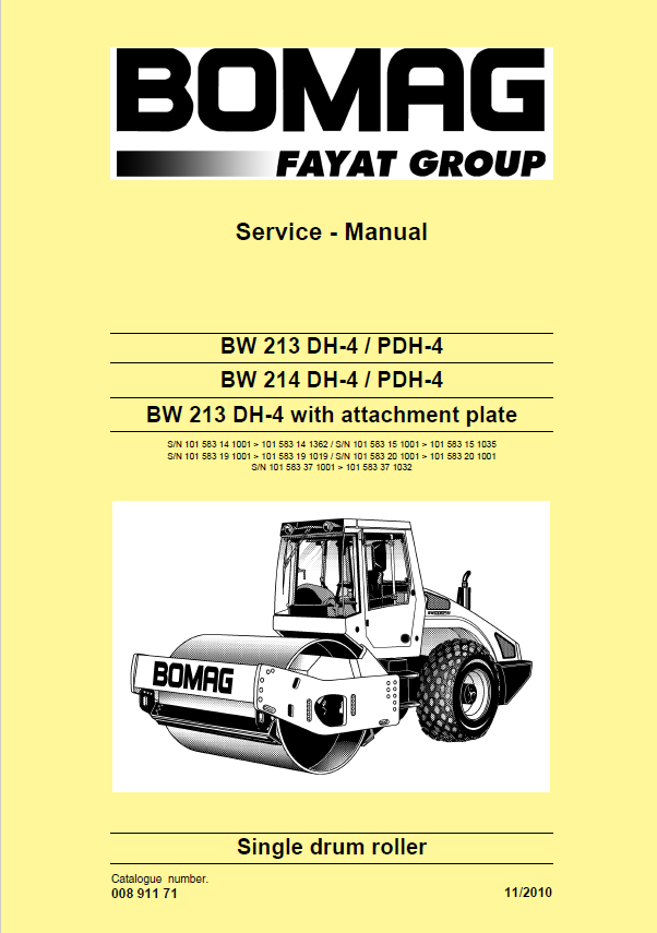 BOMAG BW 213 DH-4 / PDH-4 Service Manual (11.2010)