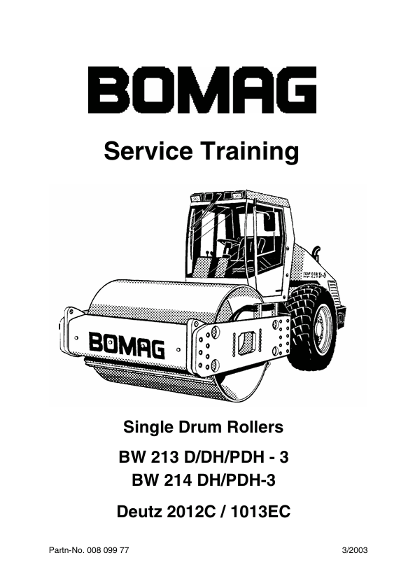 BOMAG BW 213 D DH PDH-3 Service Training Manual 00809977 PDF
