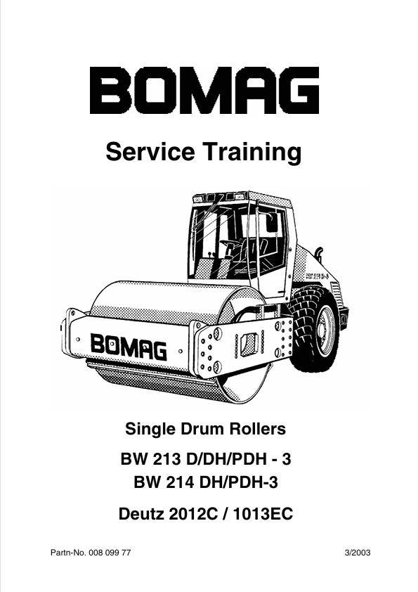 BOMAG BW 213 D DH PDH-3 Service Training Manual 3-2003 PDF