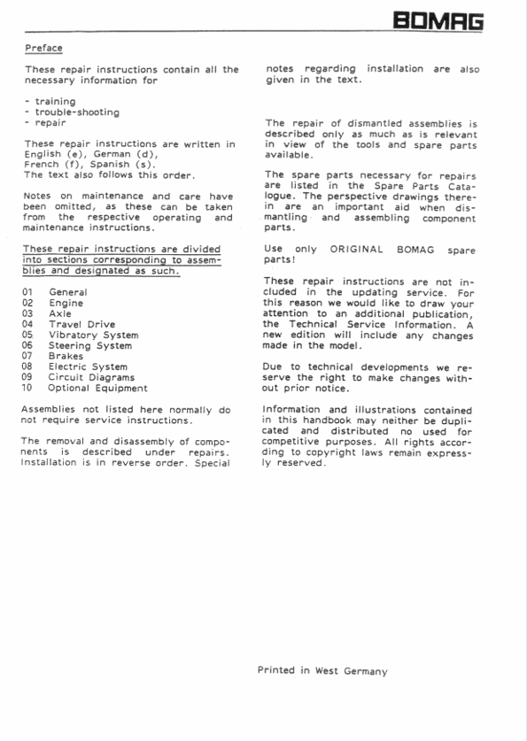 BOMAG BW 213 Repair Manual 00819094 PDF Download