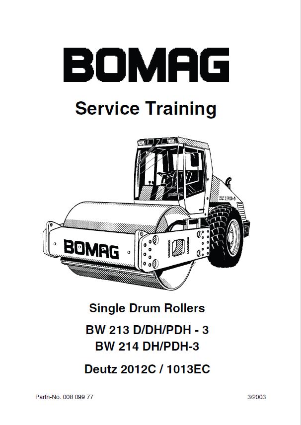 BOMAG BW 214 DH-3 Roller Service Training Manual 00809977 2003 PDF