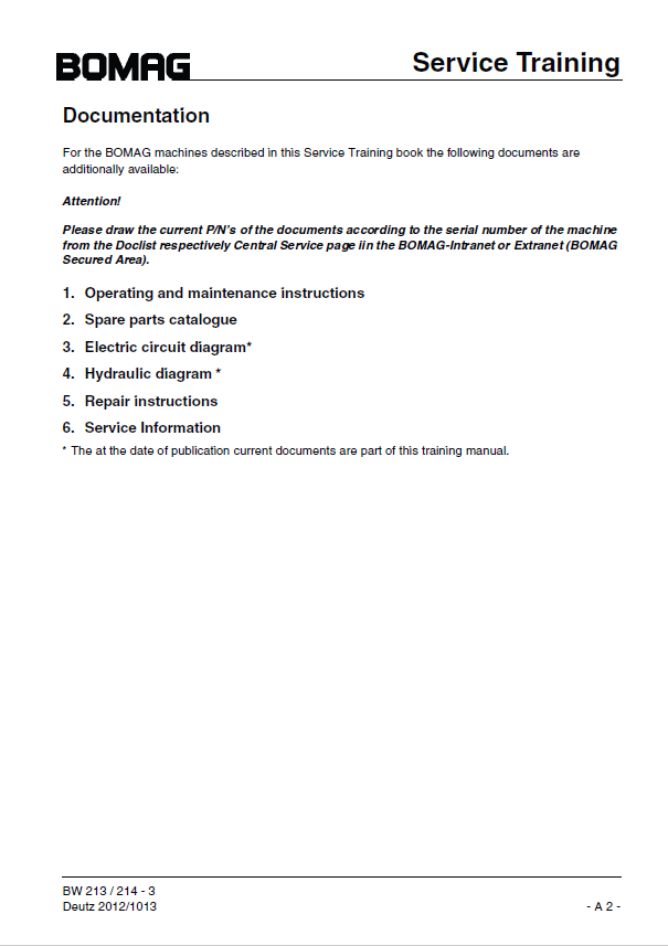 BOMAG BW 214 DH-3 Roller Workshop and Repair Manual (00809977)