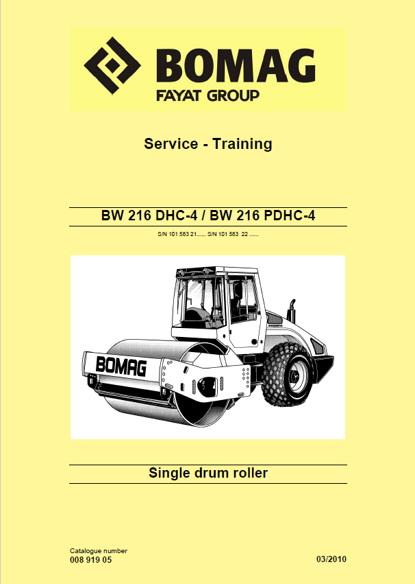 BOMAG BW 216PDHC-4 Service Training Manual 00891905 PDF