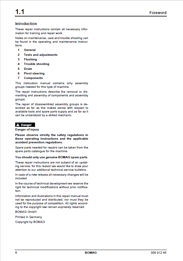 BOMAG BW 216 D-3 Roller Workshop & Repair Manual PDF