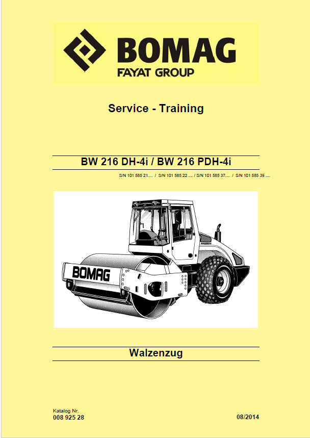 BOMAG BW 216 DH-4I Service Manual 00892528 08.2014 DE PDF