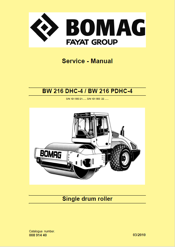 BOMAG BW 216 PDHC-4 Service Manual 00891440 03.2010 PDF