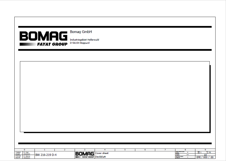 BOMAG BW 219 PD-4 Electric Schematic Diagram Manual (101584031001-101584031003)