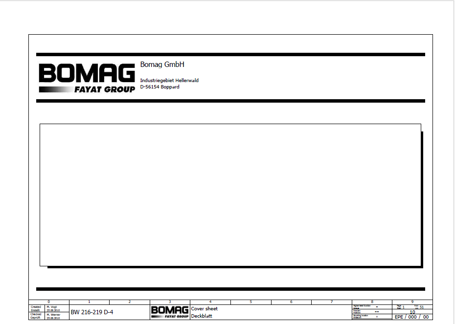 BOMAG BW 220 D-40 Tier 3 Single Drum Vibratory Roller Electric & Hydraulic Schematic Diagram Manual (SN: 861884101001 - 861884109999)