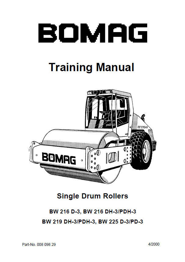 BOMAG BW 225 D-3 Service Training Manual 00809829 PDF