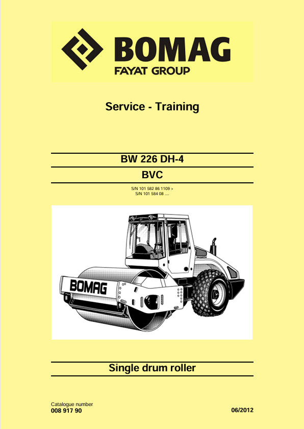 BOMAG BW 226DH-4 BVC Service Training Manual 00891790 PDF