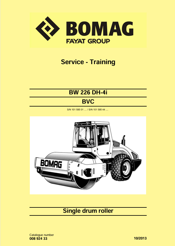 BOMAG BW 226 DH-4I BVC Service Manual 00892433 10.2013 PDF