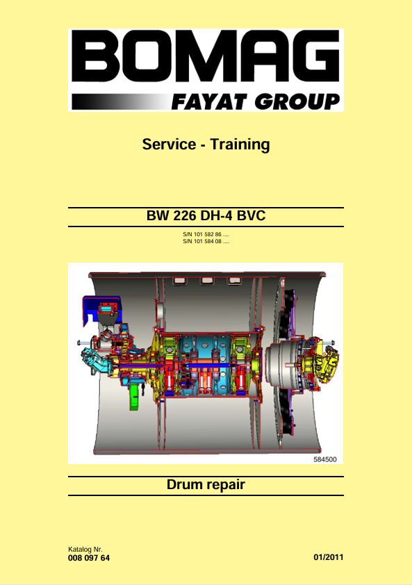 BOMAG BW 226 DH-4 BVC Drum Repair Service Training Manual PDF