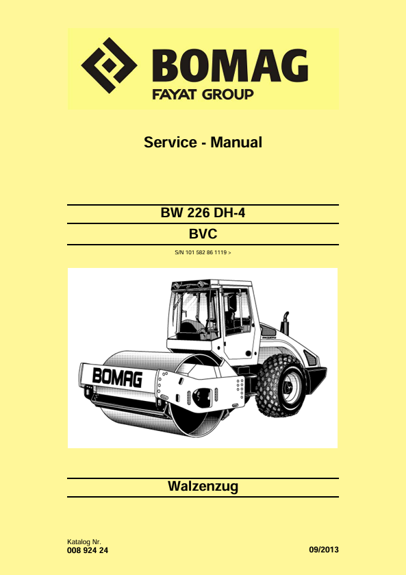 BOMAG BW 226 DH-4 Roller Service Manual 00892424 PDF