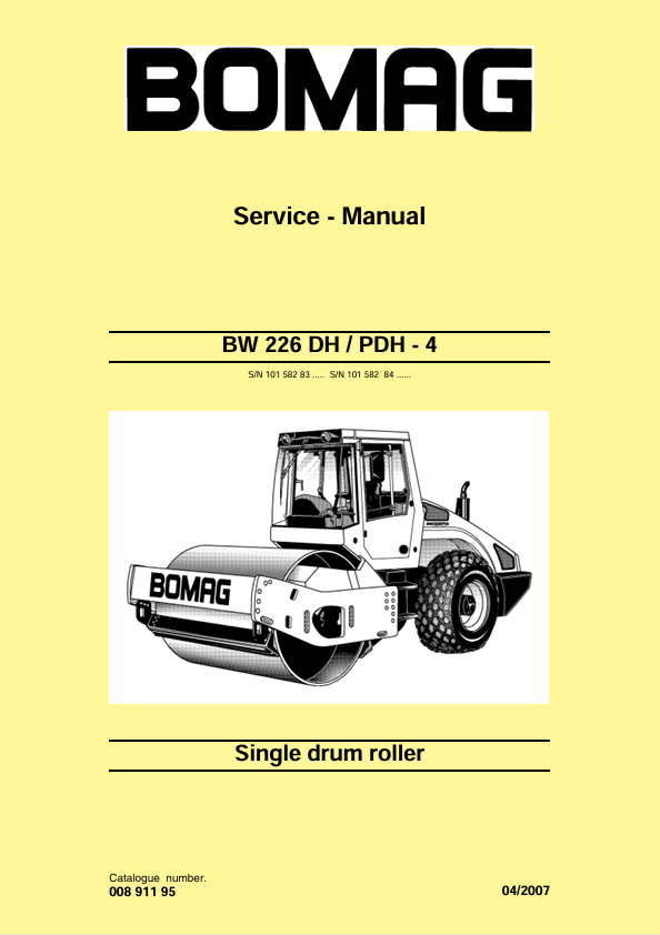 BOMAG BW 226 DH-4 Service Manual 00891195 04.2007 PDF