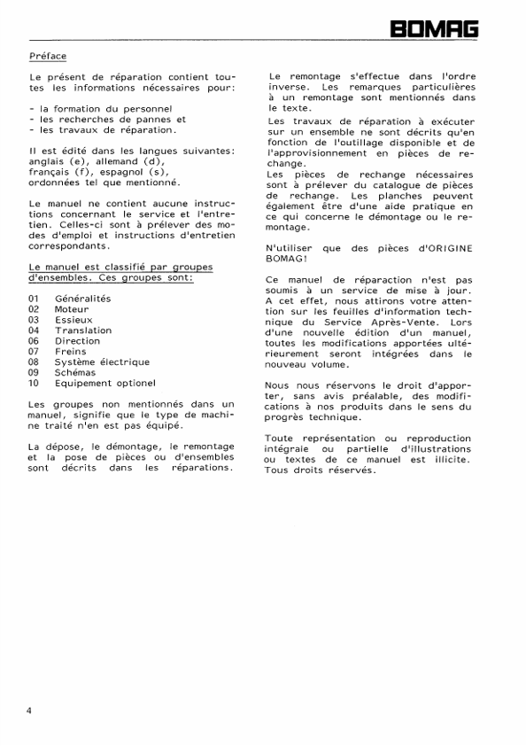 BOMAG BW 75 AD, 75 ADL & 90 ADL Vibrating Roller Manual PDF