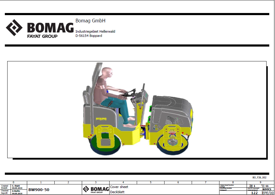 BOMAG BW 900-50 Tandem Vibratory Roller Electric Schematic Diagram Manual (S/N: 101834511001 - 101834519999)