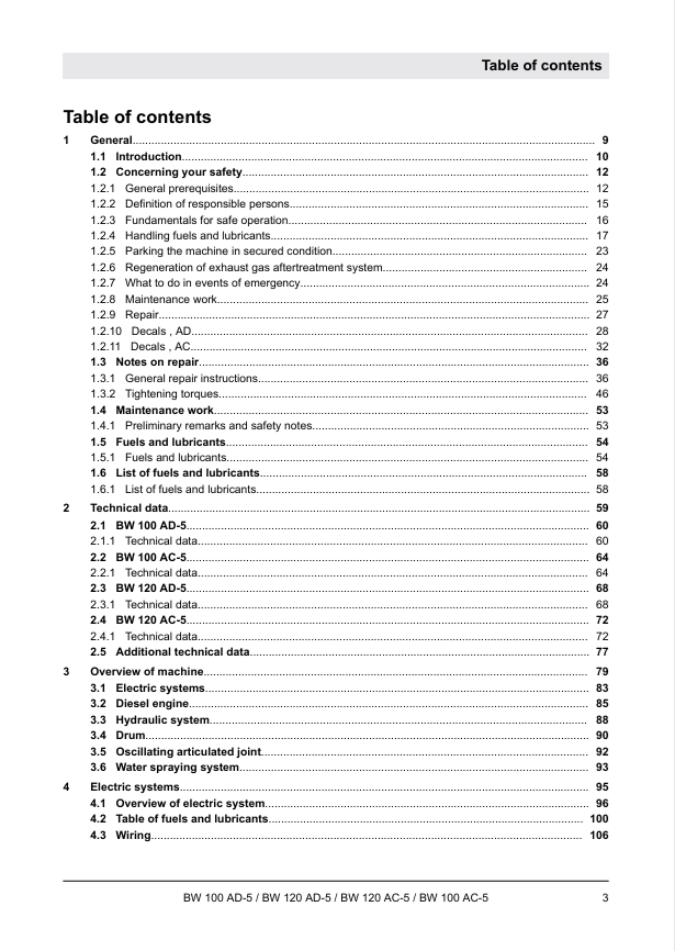 BOMAG Combination Roller BW 120 AD-5 Service Manual PDF