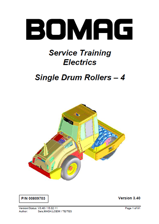 BOMAG ELEKTRIK ESX WZ_4-E Single Drum Roller-4 Service Training Electric Manual (00809703.J07 PDF)