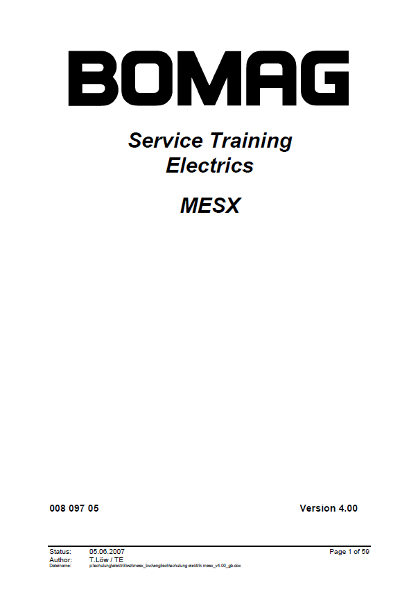 BOMAG ELEKTRIK MESX WZ_4_BVC-E Service Training Electric Manual