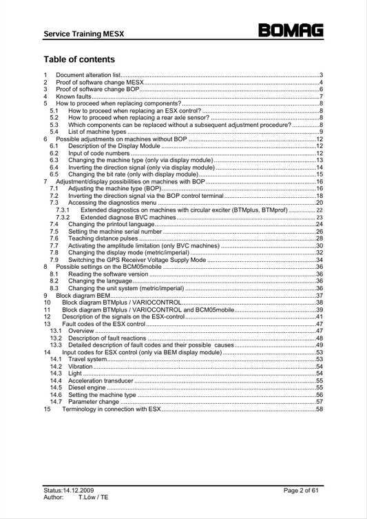 BOMAG MESX Electric Service Training Manual V. 4.01 PDF