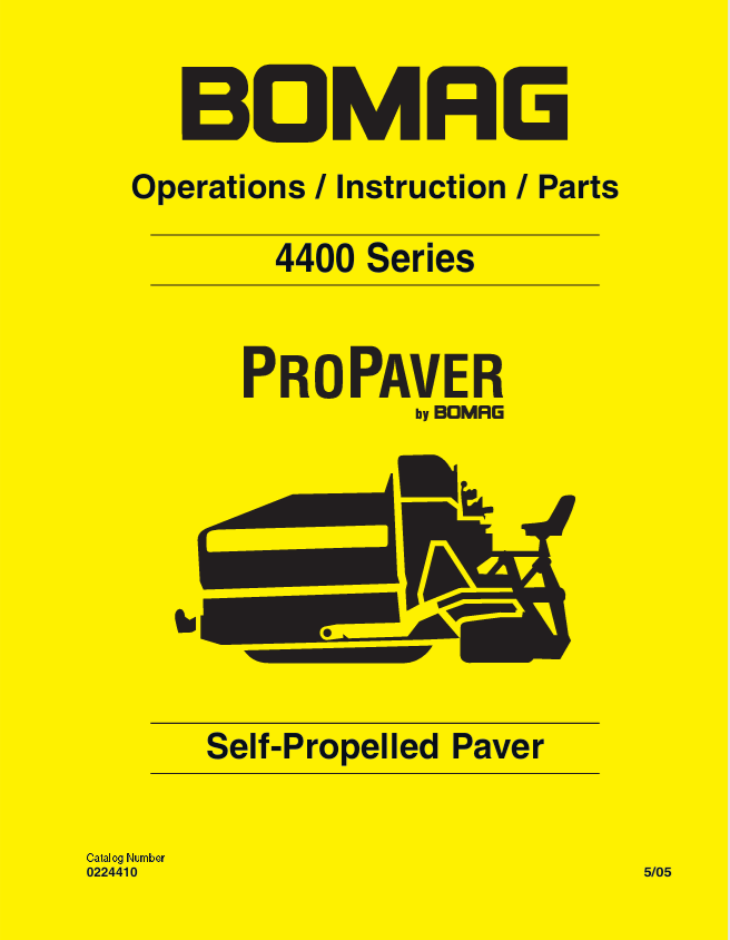 BOMAG PROPAVER 4400 Series Operation & Parts Manual 0224410 PDF