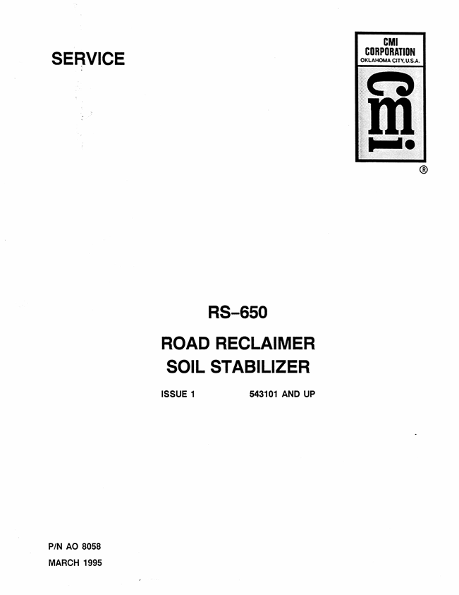 BOMAG ROAD RECLAIMER SOIL STABILIZER RS 650 SERVICE MANUAL PDF