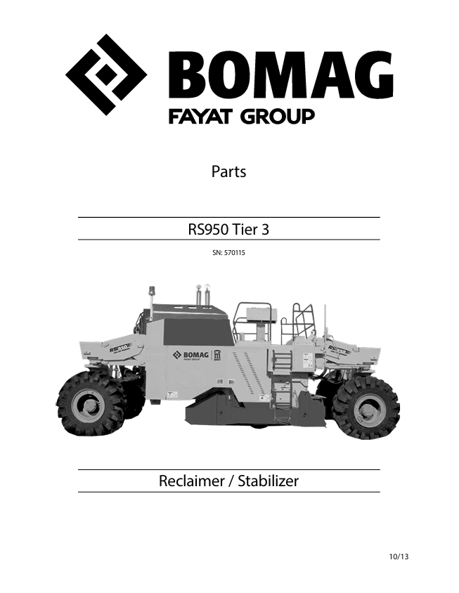 BOMAG RS950 Tier 3 Stabilizer Parts Catalog 0852923.0115 PDF