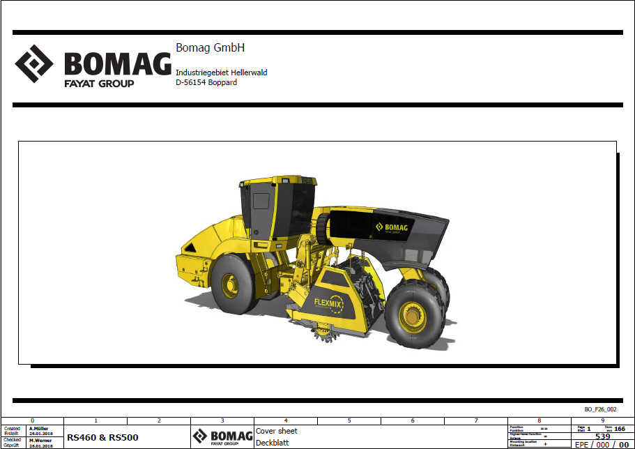 BOMAG RS 460 TE Soil Stabilizer & Asphalt Recycler Electric & Hydraulic Schematic Diagram Manual (101590241001 - 101590249999)