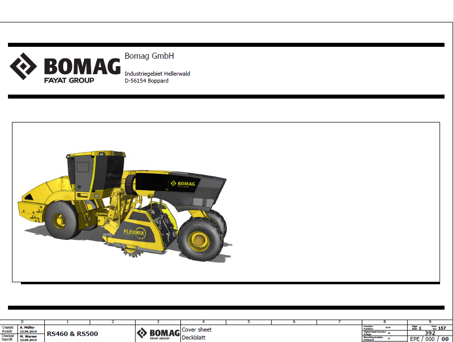 BOMAG RS 460 Tier 4F Soil Stabilizer - Asphalt Recycler Electric Schematic Diagram Manual