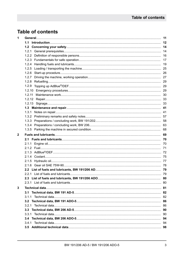 BOMAG Roller BW206 ADO-5 AM 2018 Service Manual PDF