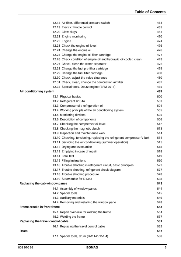 BOMAG Roller BW 141 AD-4 Workshop Service Manual 00891092 PDF