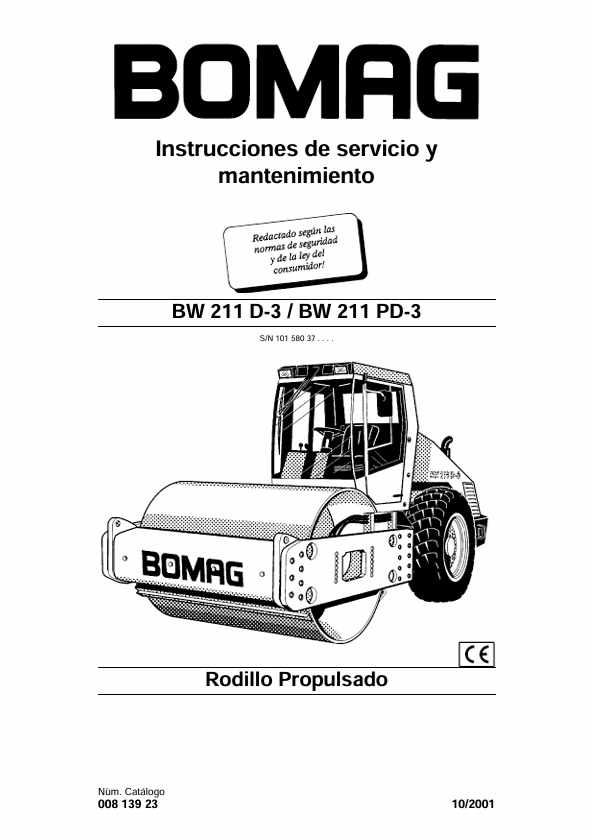 BOMAG Roller BW 211 PD-3 Service & Maintenance Instruction Manual