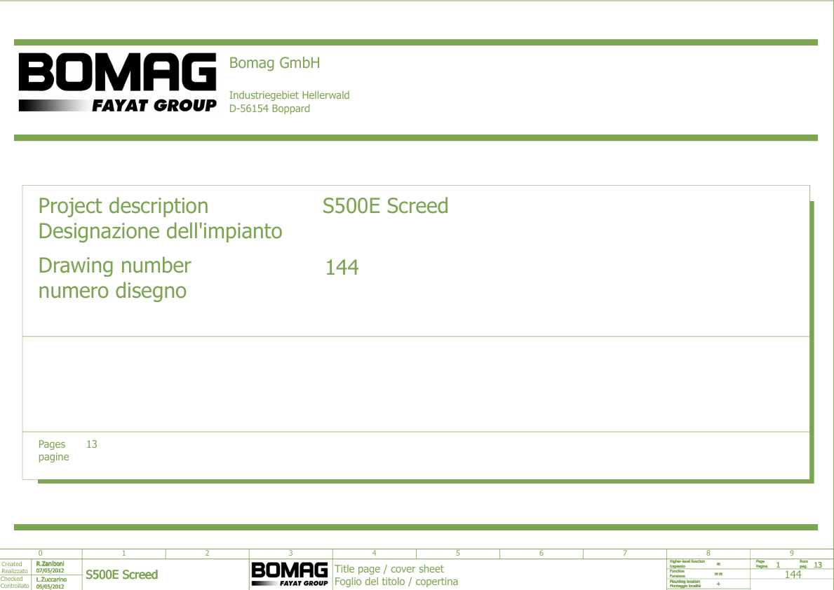 BOMAG S500 SCREDD 2012 SCHEMATIC MANUAL PDF