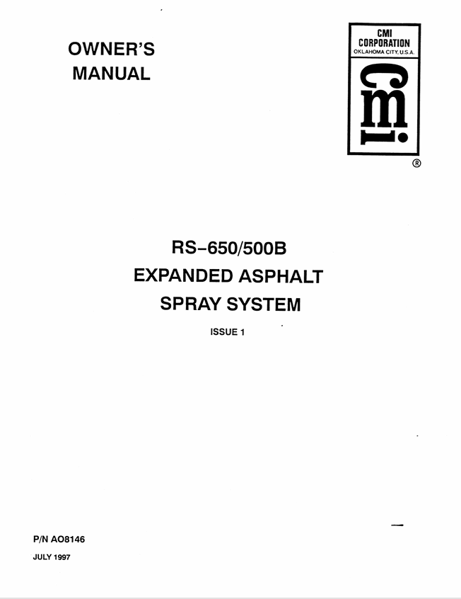 BOMAG SPRAY SYSTEM RS 500 Owner Manual PDF