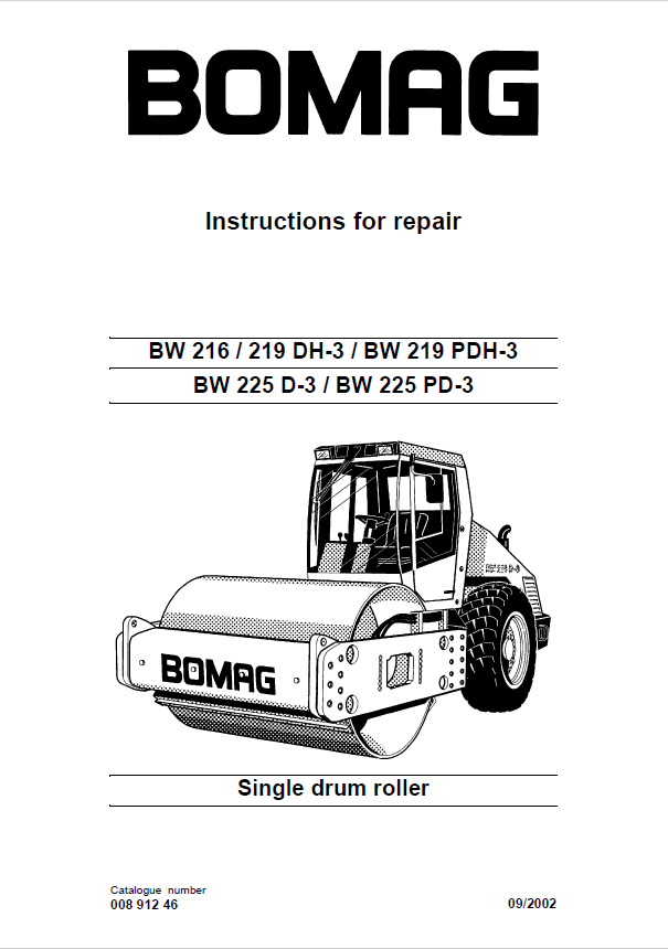 BOMAG Single Drum Roller BW 216 D-3 Repair Manual (09-2002)