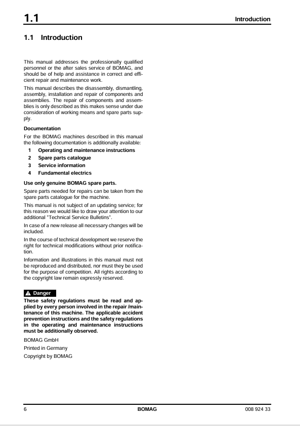 BOMAG Single Drum Roller BW 226 DH-4I BVC Service Manual PDF