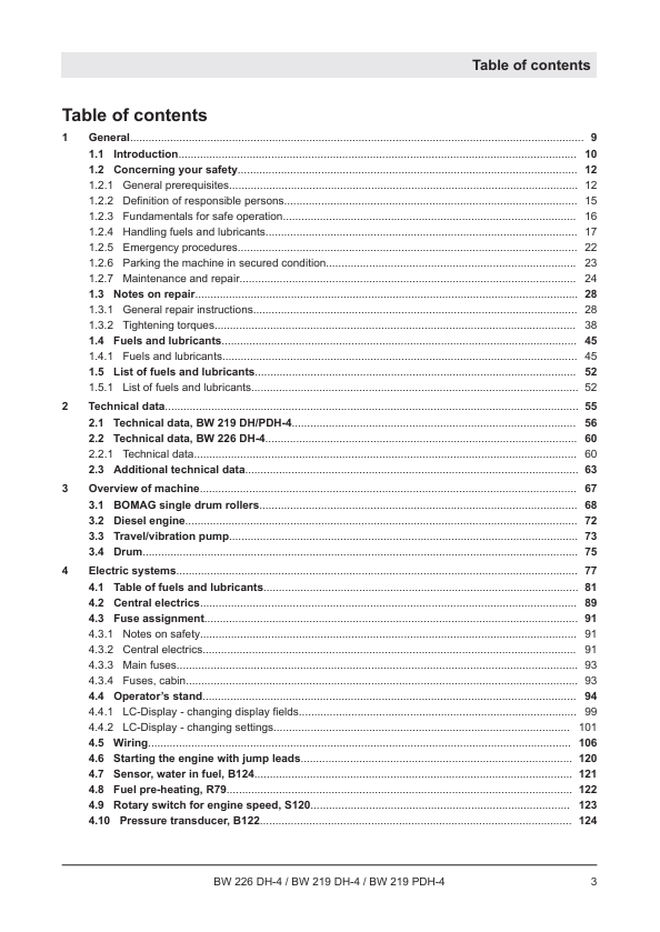 BOMAG Single Drum Roller BW 226 DH-4 Service Manual PDF