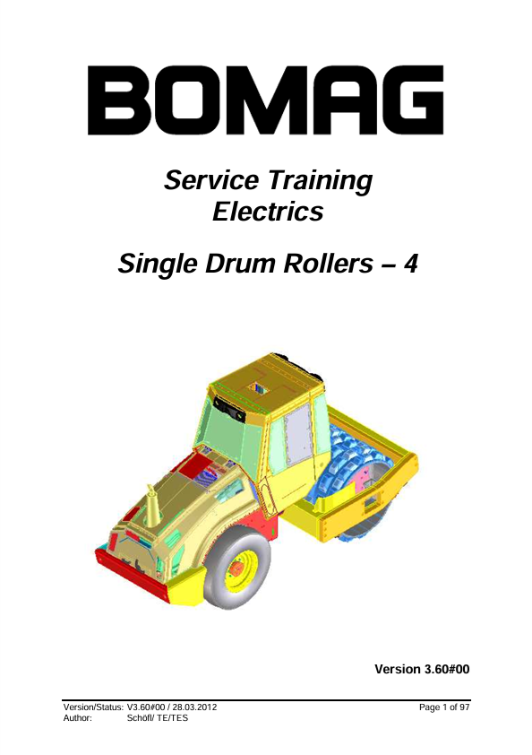 BOMAG Single Drum Rollers Service Training Electric Manual V3.60 PDF