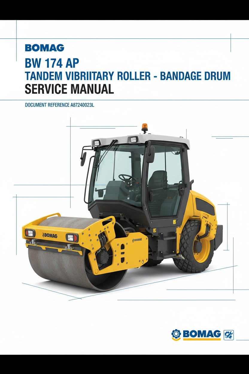 BOMAG TANDEM VIBRATORY ROLLER BW 174 AP BANDAGE DRUM SERVICE MANUAL A87240023L PDF