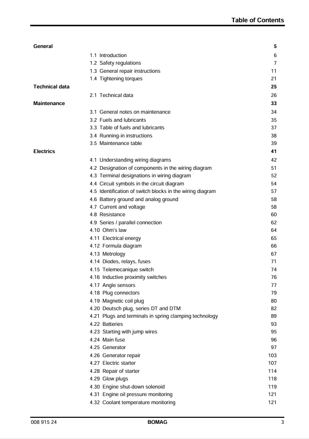 BOMAG Tandem Vibratory Roller BW125 AC-4 Service Manual PDF
