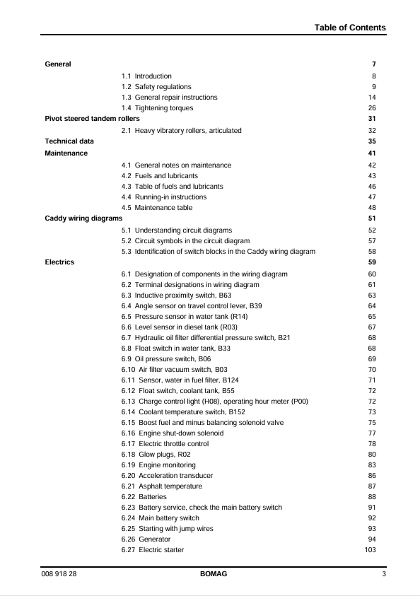 BOMAG Tandem Vibratory Roller BW 161 AD-4 Service Manual PDF